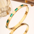 [224] Golden Emerald Square Diamond Bangle