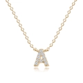 Elegant 925 sterling silver gold necklace with sparkling zircon paved letter A pendant - A-Necklace-Gold