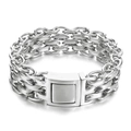 Bracelet double chaîne O en acier inoxydable argenté pour homme avec fermoir carré - Couleur Acier