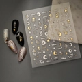 3D gold star and moon nail stickers with crystal accents for DIY manicure art decoration - Star Moon Rhinestone 3D Style (CO-169)