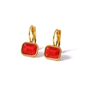 Elegantes pendientes de oro con grandes cristales de circonita roja en fondo blanco - Rojo (AE41597F1A3)