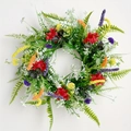 Spring artificial wildflower wreath with red cosmos and lavender for home door decor - 35CM Wildflower Wreath