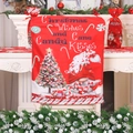Weihnachts-Stuhlhussen mit Wichtelmotiv und Zuckerstangen-Print in Rot für Deko - Waldgnom Stil (H-YT85)