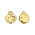 Detail of 14K gold plated Libra zodiac pendant showing embossed scales and starry back - Libra