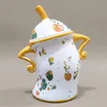 Creative ceramic canister with attitude, featuring colorful abstract fruit spots and lid - New Yellow