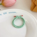 Pale green high elastic hair tie with red decorative knot detail for kids' ponytails - Light Green