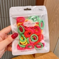 Colorful high-elastic baby hair ties in assorted red, yellow and green mix in a portable bag - 5#Bright Colors (50Pcs)