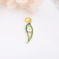 Vergoldeter Mond- und Teufelsauge-Anhänger mit grüner Emaille für Damen - Hornform Evil Eye Emaille Anhänger / Gold/Grün