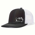 Detail of the breathable white mesh and black brim with stitching on the trucker hat - One Size / Black/White