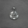Collana vintage in acciaio inossidabile con ciondolo pentacolo Baphomet, finitura invecchiata - Solo ciondolo (Senza catena)