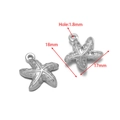 Silver stainless steel starfish pendant charm for DIY necklaces and bracelets, 18mm - 17x18mm Starfish Steel Color