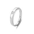 Anello regolabile in argento sterling S925 con intarsio in zircone tondo lucido - Stile Uomo