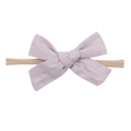 Soft light purple textured bow baby headband with elastic nude nylon hair strap - Pale Purple (16)