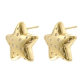 Elegant gold starfish stud earrings with sparkling cubic zirconia on white background - Gold Clear Zirconia Style