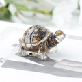 Cute amber and clear resin turtle ornament with gold flakes for home desk decor - 70 Tiger Eye