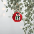 Boule de Noël en feutre rouge avec motif bonhomme de neige sur branche, diamètre 4,8cm - Boule en Feutre Bonhomme de Neige Rouge