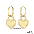 Orecchini a cerchio dorati in acciaio con pendenti a cuore, misura 18x13 mm - Oro (KE108730-Z)