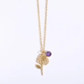Bracelet vintage rose dorée avec pendentif en zircon violet pour femme - Juin/Alexandrite