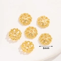 8mm goldene Blumen-Perlenkappen aus 18K vergoldetem Kupfer für DIY Schmuck - Nr. 2 Sechsblättrige hohle Perlenkappe 8mm