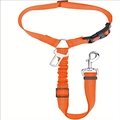 Ceinture de sécurité réglable pour chien en nylon orange vif avec élastique de choc - Orange