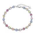S925 sterling silver tennis bracelet with colorful pink blue and yellow zircon stones - Fan Shaped Gradient-Multicolor(DY150207)