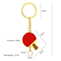 Golden table tennis racket keychain with red paddle and clear dimension markings - Ping Pong Racket