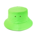 Dettaglio del cappello a secchiello verde neon con cuciture rinforzate e occhielli in metallo - Taglia unica / Verde Fluorescente
