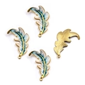Golden leaf charms with blue and white enamel for DIY earrings and necklaces - Leaf Style 11 / 26x38mm / Blue