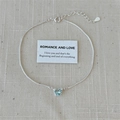 Bracciale in argento sterling 925 con pendente in gemma azzurra a forma di cuore - 1 Pezzo / verde chiaro
