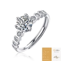 Six-prong moissanite ring with honeycomb pave band and adjustable opening with GRA certificate - R9033 Moissanite Style / 1 Carat / 6.5mm (With GRA Certificate)