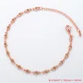 Detail shot of rose gold plated chain with 4.0mm circular stones and extender clasp - Bracelet / Rose Gold / Champagne Zirconia