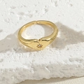 Gouden hartvormige ring met een diamantje in het midden en verstelbare open band - Glad Hart Zirconia (JZ0297-3) / Goud