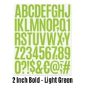 Detail of 2-inch light green alphabet and number sticker set in bold font style - Light Green