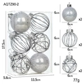 Set di palline di Natale argento 6cm con motivi glitterati in scatola trasparente - 6cm / Argento