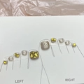 Sparkling silver glitter press-on toenails with yellow gemstone accents in a 10-piece set - Small (S) / Silver Glitter Yellow Diamond (B 27)