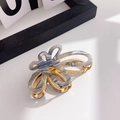 Grey marble acetate butterfly hair claw clip with golden metal teeth for women - Small-7cm / Iridescent Gray