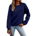 Sweat-shirt à manches longues bleu foncé avec imprimé Smile et motif coeur - S / Bleu marine