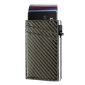 Detail of grey carbon fiber wallet showing pop-up card mechanism and textured card slots - Carbon Fiber Texture / Grey Carbon Fiber
