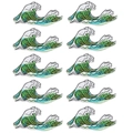 Set of 10 green ocean wave embroidery patches for clothing and bags decoration - Set of 10 Style B