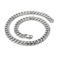 Catena cubana classica in acciaio al titanio argento 11 mm con chiusura a moschettone sicura - Collana 45cm / Color Acciaio