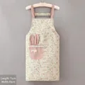 Detail of light green floral apron featuring a pink dotted pocket with rabbit ears and lace - Bunny Pocket Floral Apron-Green