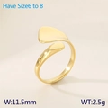 Polished 18K gold-plated irregular open ring with 11.5mm width and 2.5g weight - US 6 / Heart Wrap Open Style (KR111695-GC) / Gold