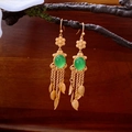 21# Gancio per Orecchio-Fiore Verde Foglia Nappa