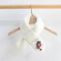 Sciarpa natalizia bianca in finta pelliccia per bambini con decoro a bastoncino - Taglia unica / Caramella Bianco Sporco