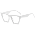 Schicke weiße quadratische Übergroße-Sonnenbrille mit dickem Rahmen und Vintage-Cat-Eye-Stil - Porzellanweiß Klare Gläser