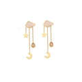 Gouden kwastjes oorbellen met roze wolken, een halve maan en glinsterende sterren - 2# Gelukswolk Oorbellen (N1394) / Goud/Roze