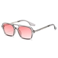 Lunettes aviateur classique à double pont avec monture grise transparente et verres dégradés - Monture Gris Transparent Verres Rose Dégradé
