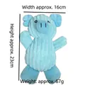 Blue plush pig squeaky dog toy with soft ribbed texture measuring 16cm width and 23cm height - Blue Pig