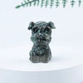 Miniature Schnauzer dog figurine made of dark resin with turquoise crystal stone chips - 30 Raw Turquoise