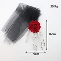 Gothic Halloween skeletal hand hair clip with red rose and black lace, 16cm height - Mesh Rose Hairpin - Vintage Skeleton Hand
